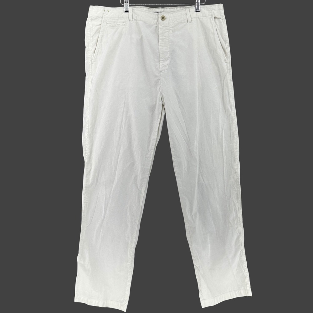 Calvin Klein Corduroy Straight Leg Trousers Pants White Mens 40x32 Minimalist